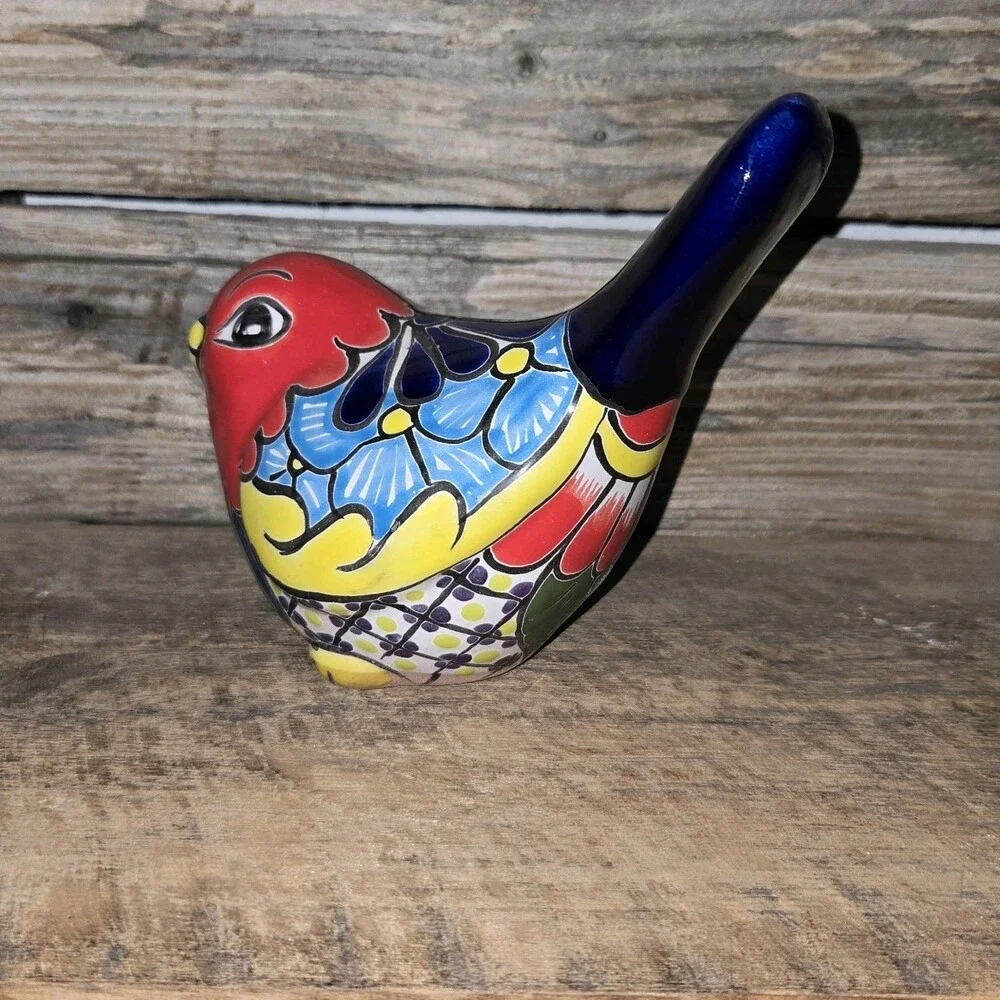 Talavera Bird Mexican Pottery Art Home Decor Hand Painted 5.5 x 4 X 6 Inches